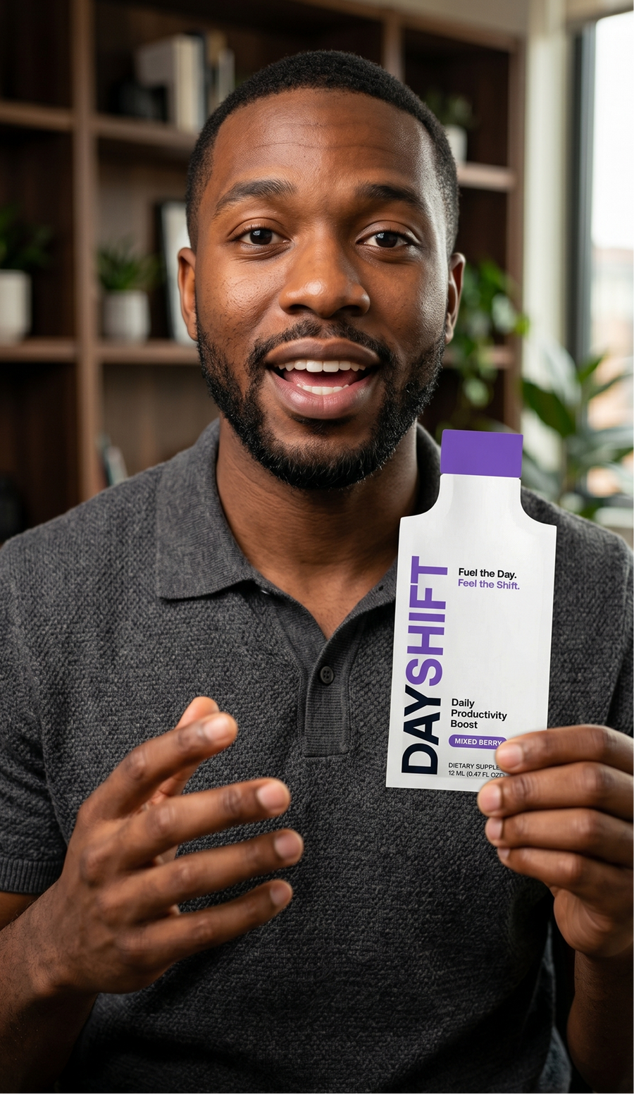 DayShift customer holding Mixed Berry
